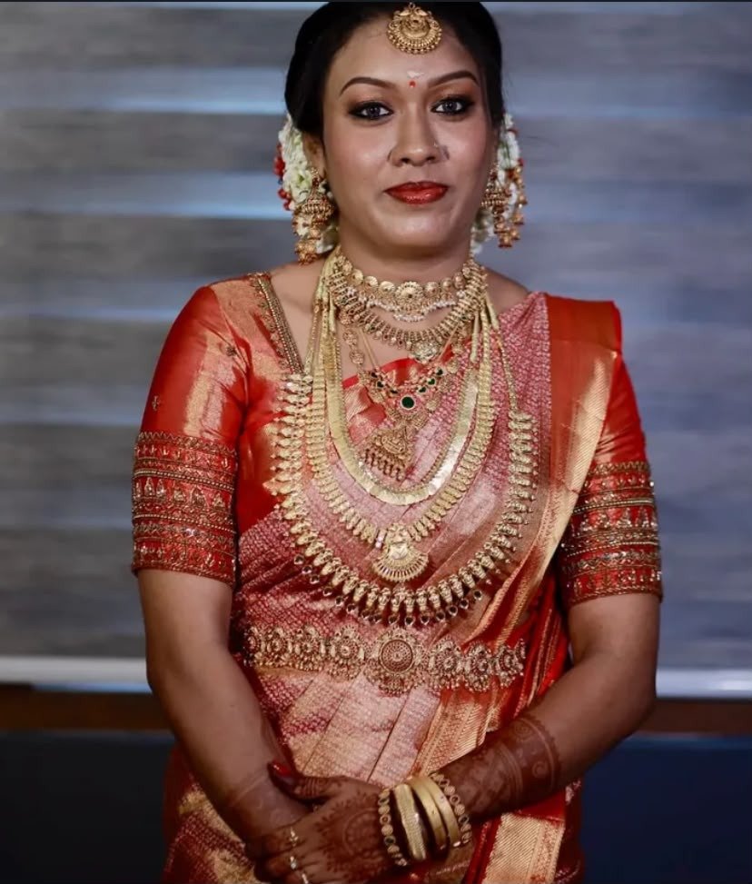 Pink Net Lehenga Reception Look — Bridal work by Varnam Makeover Studio