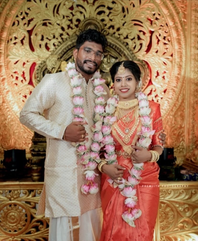 Lotus Garland Royal Couple — Bride & Groom work by Varnam Makeover Studio